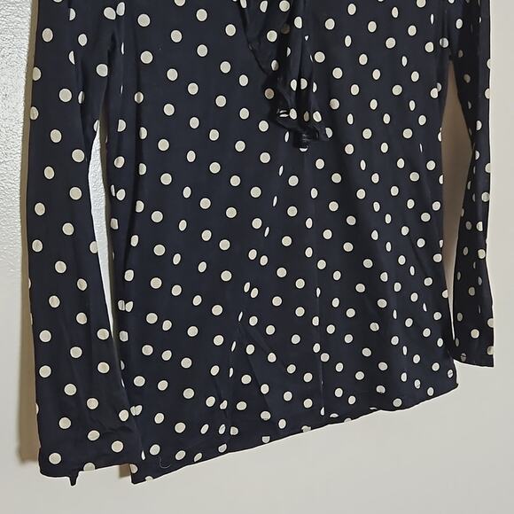 J Crew Tan & Black Polka Dot Ruffle Top Sz XS - Picture 4 of 10